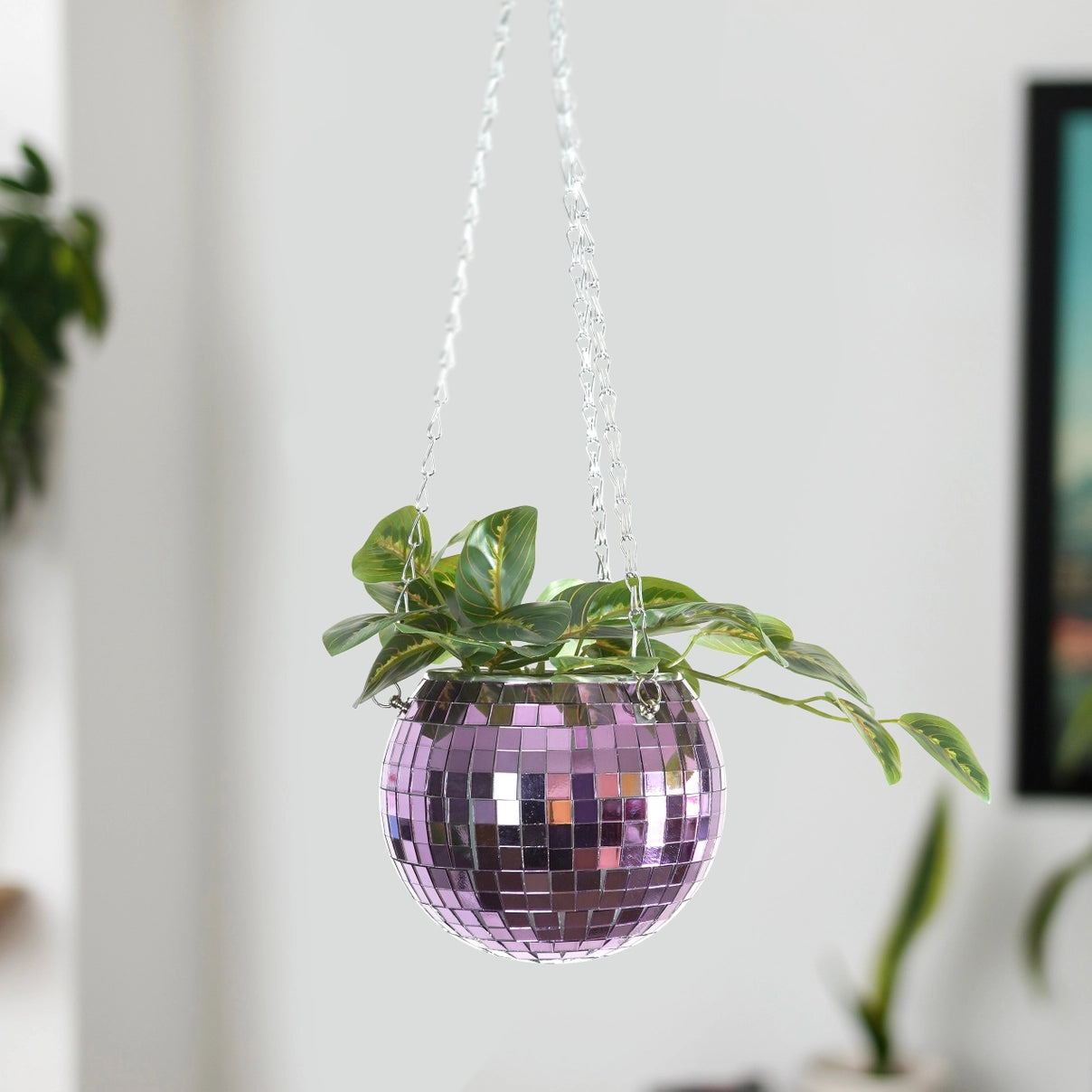 Disco Ball Hanging Planter - Lilac (6in)