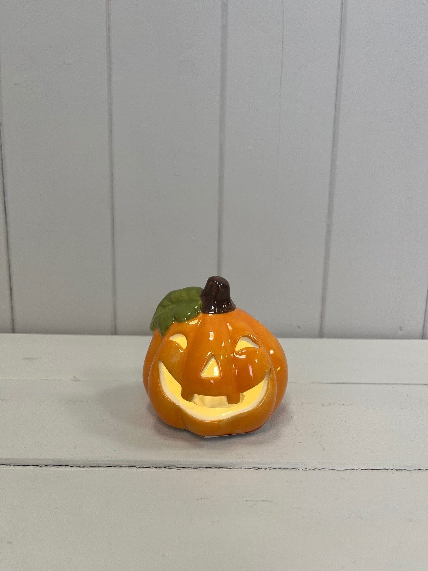 Orange Ceramic Pumpkin With LED