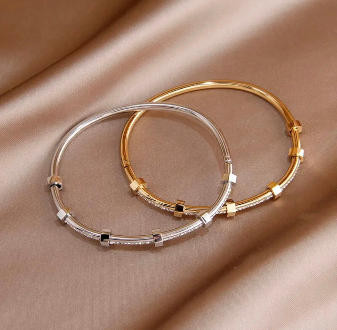 Jewelled Bangle in Silver or Gold