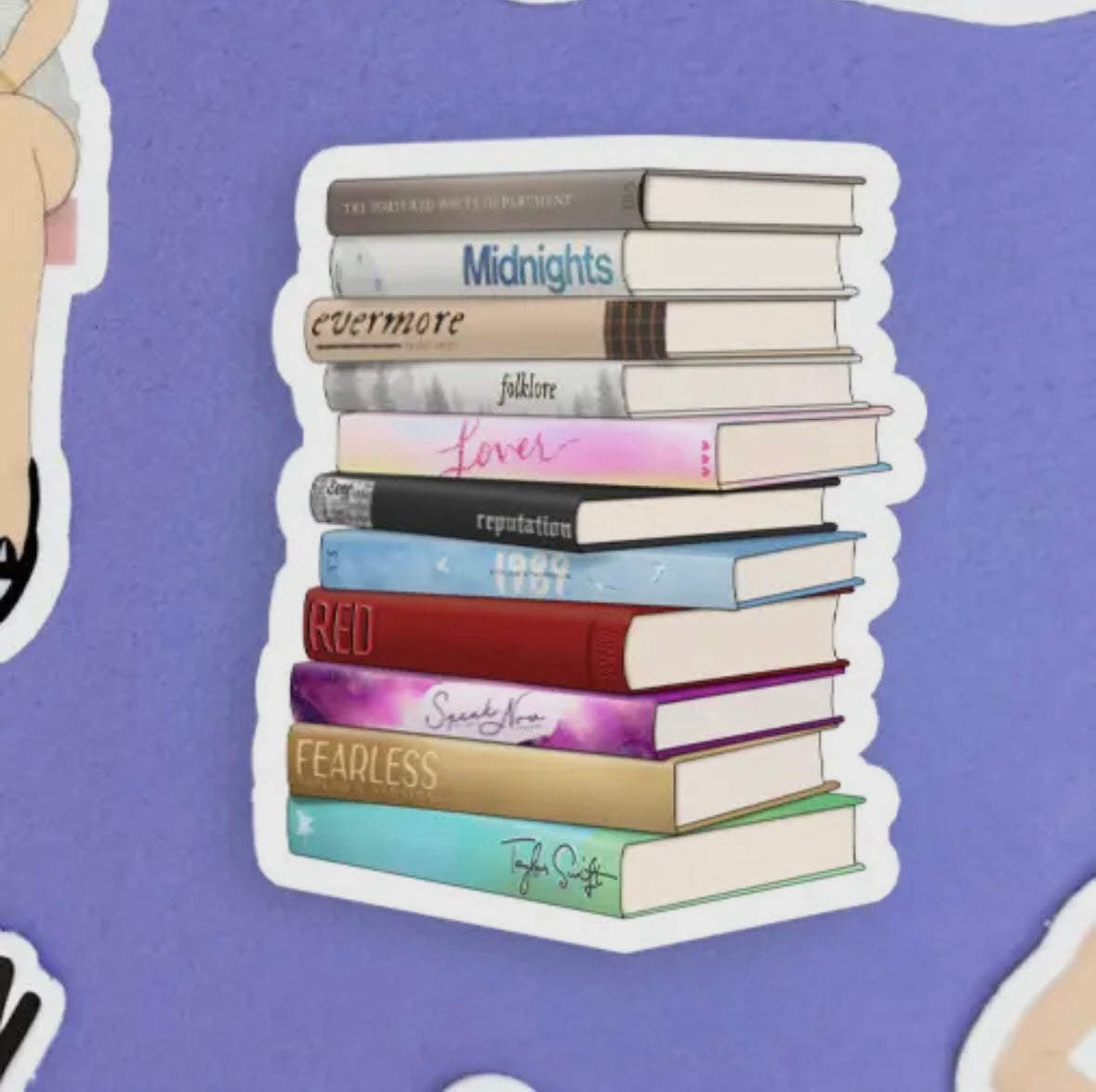 Taylor Swift Vinyl Sticker - Book Stack - Albums (Inc TTPD)