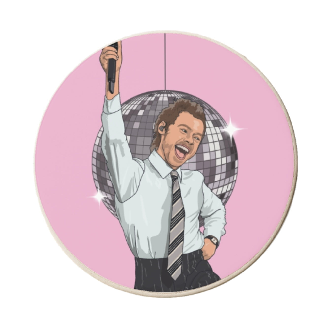 Round Ceramic Coaster - Disco Harry