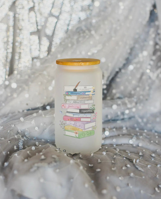 Taylor Swift Book Stack - Includes TTPD - Sublimation Glass (Handmade)
