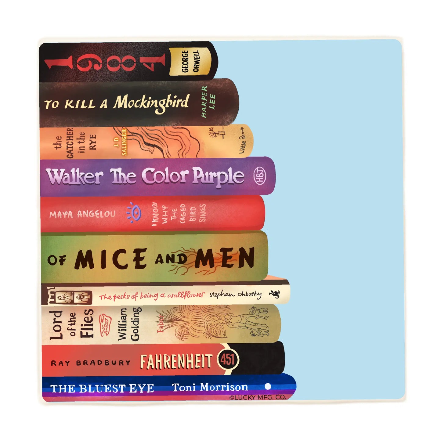 Stack of Banned Books Ceramic Coaster