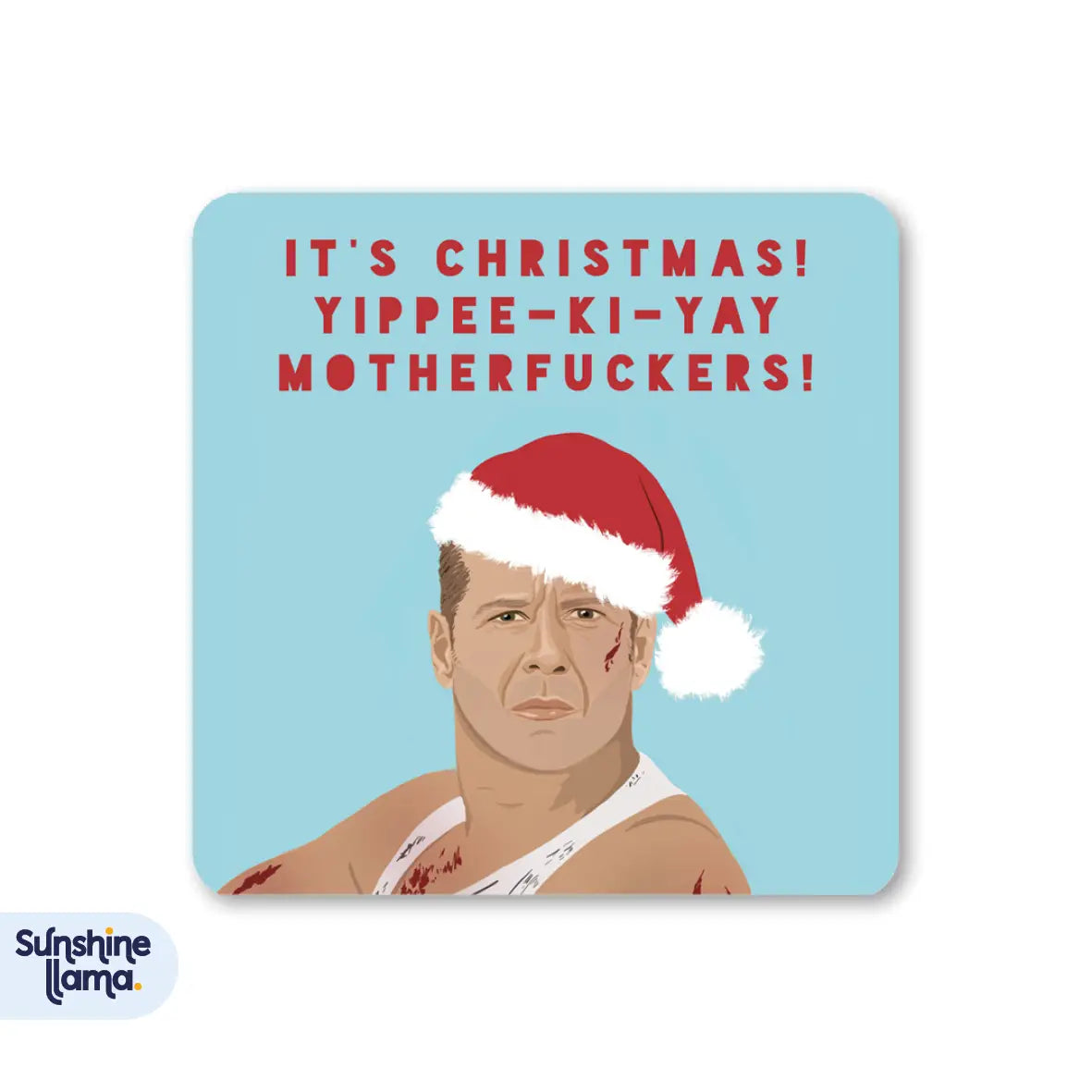 Bruce Willis Die Hard Christmas Coaster - By Sunshine Llama