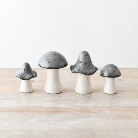 GREY CERAMIC GLAZED MUSHROOM