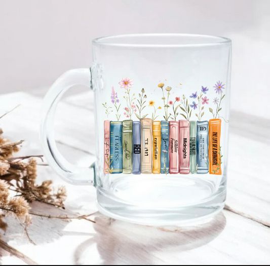 Taylor Inspired Albums as Books Glass Mug
