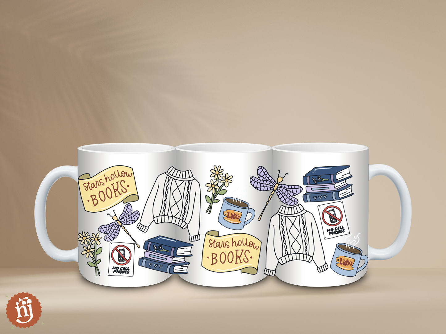 Gilmore Girls Inspired Stars Hollow Books Large Ceramic Mug - 15oz