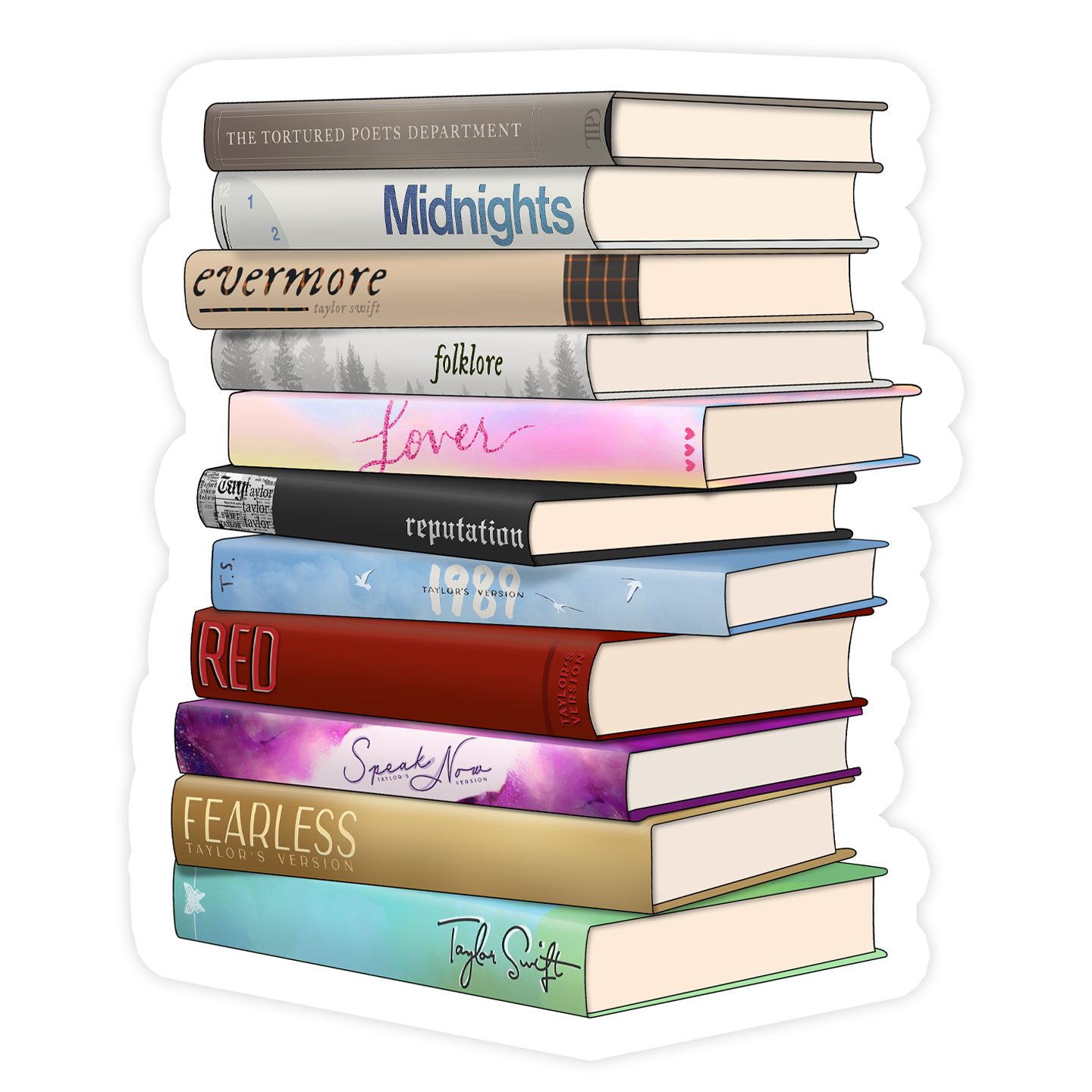 Taylor Swift Inspired Albums as Books Sticker Updated With Showgirl