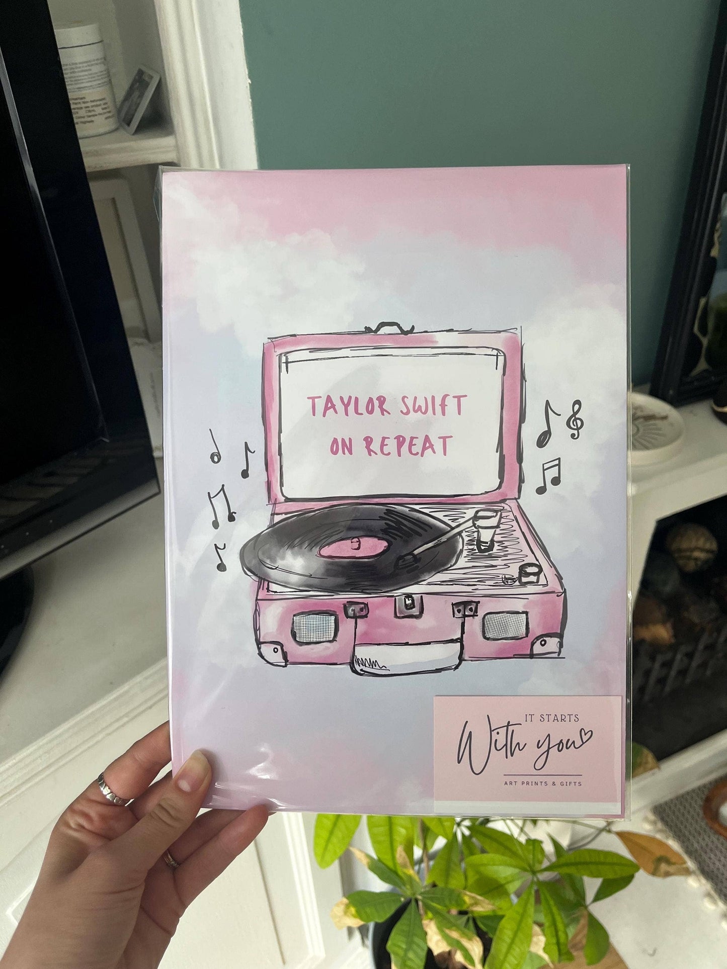 "Taylor Swift On Repeat" Record Player Art Print