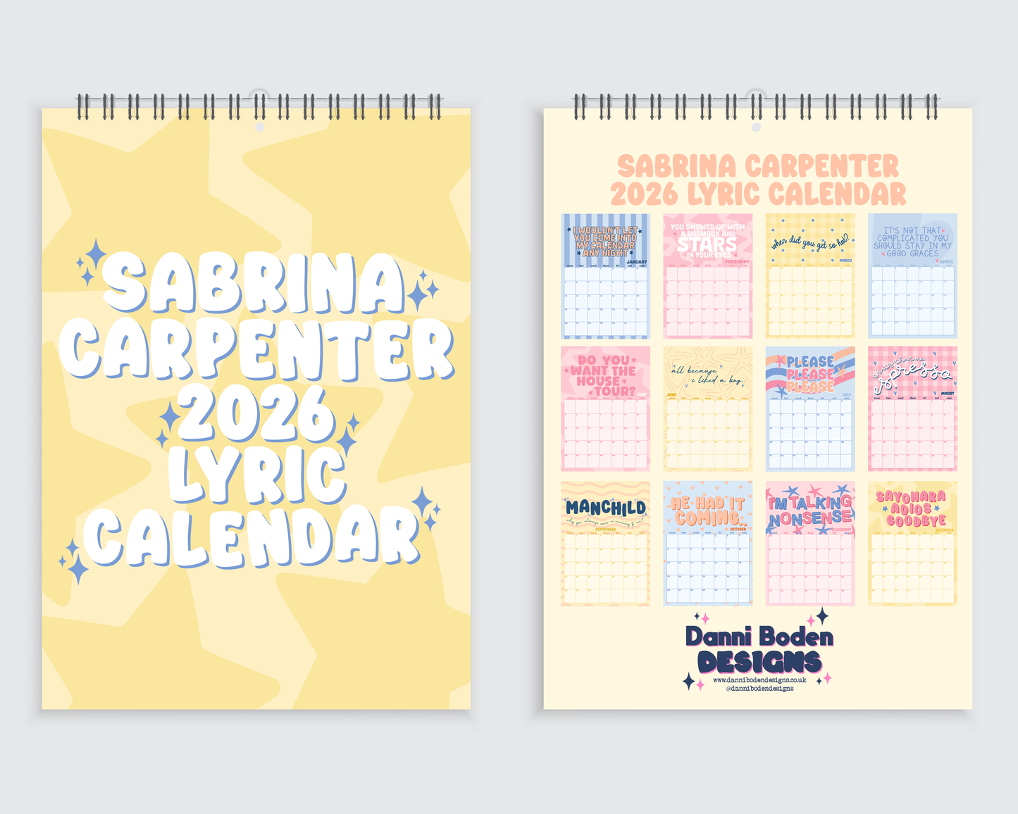 Sabrina Lyric Wall Calendar 2026 - A4