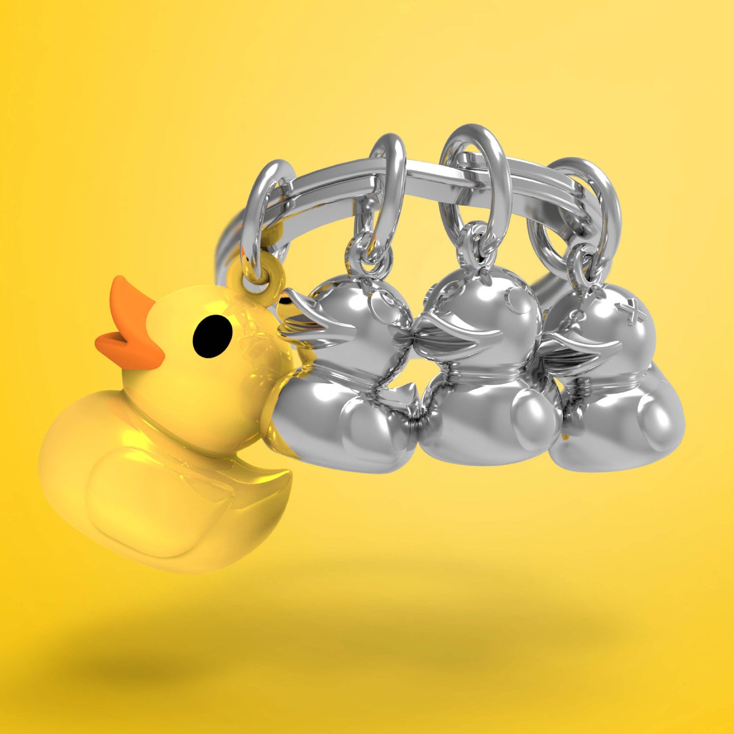 Metalmorphose Yellow Duck Family Keyring