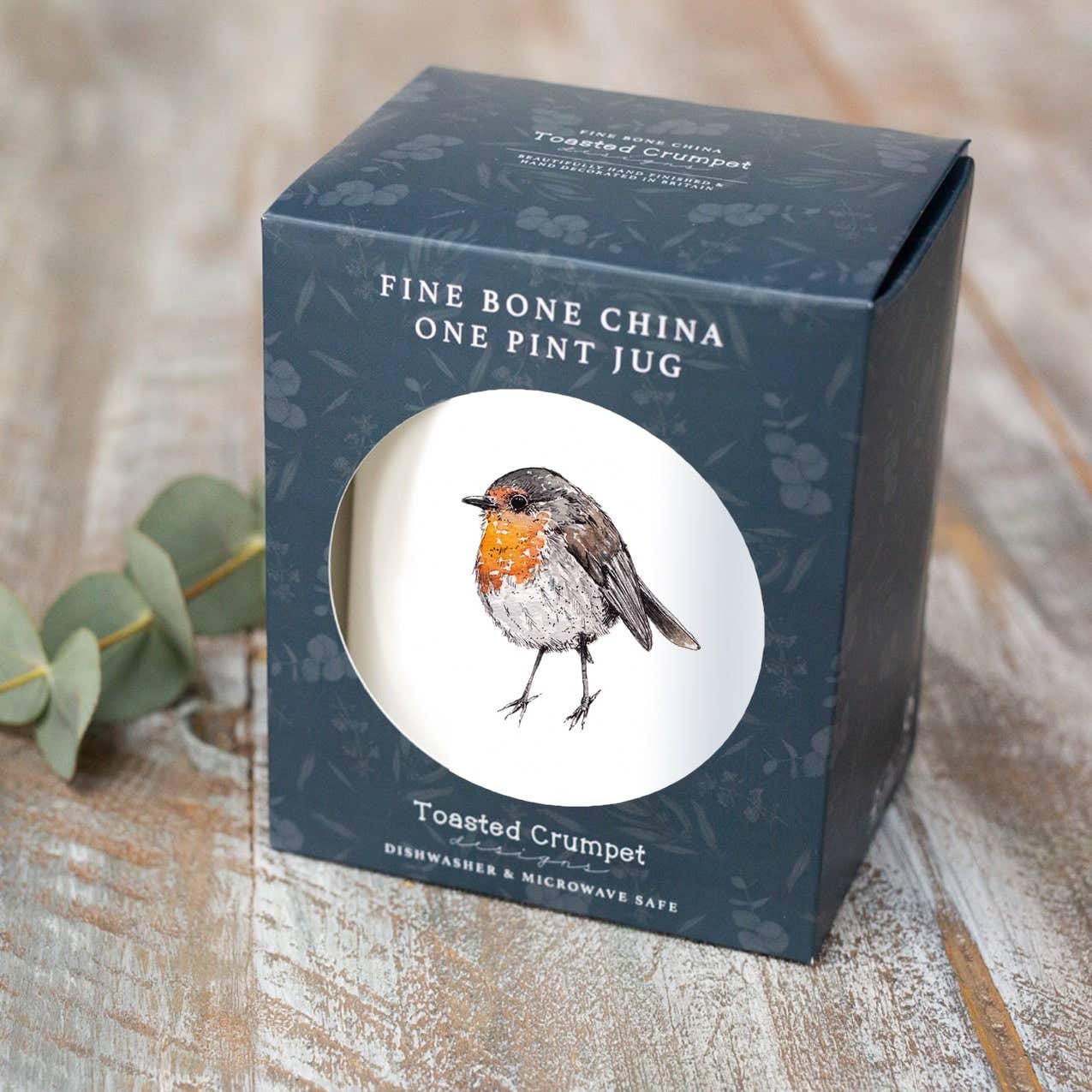 Robin Fine Bone China Pint Jug in a Gift Box