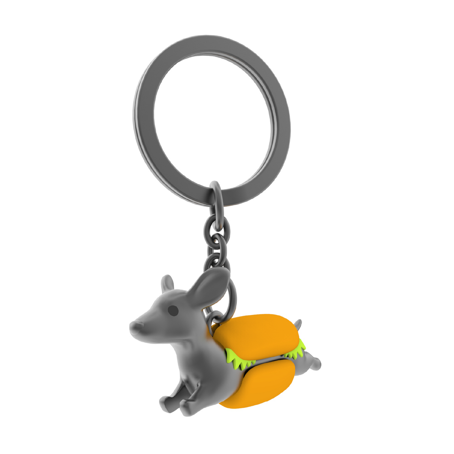 Metalmorphose Grey 'Hotdog' Dachshund Keyring