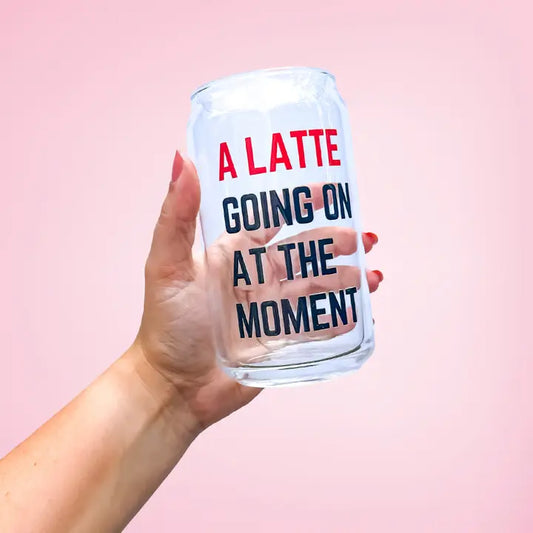 A Latte Going On Libbey Glass Beer Can/Iced Coffee Glass - No Lid