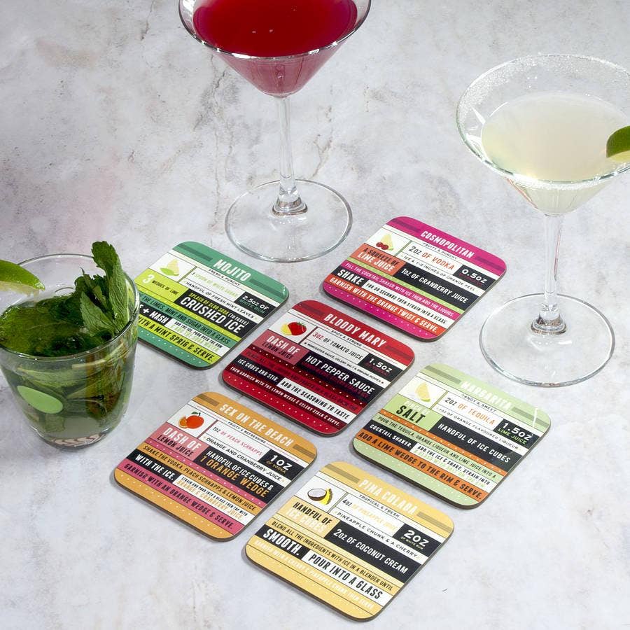 Cocktail Recipe Coaster Set
