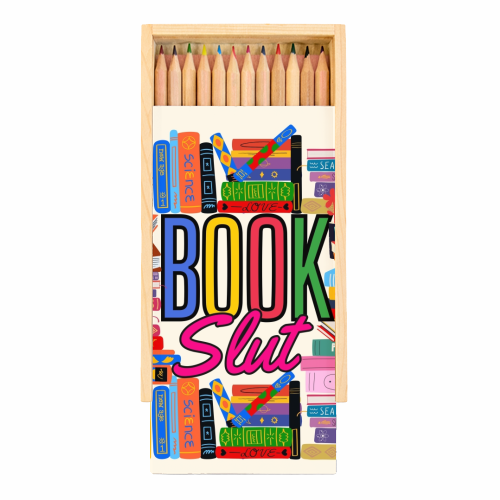 Coloured Pencils with Box 'Book Slut'