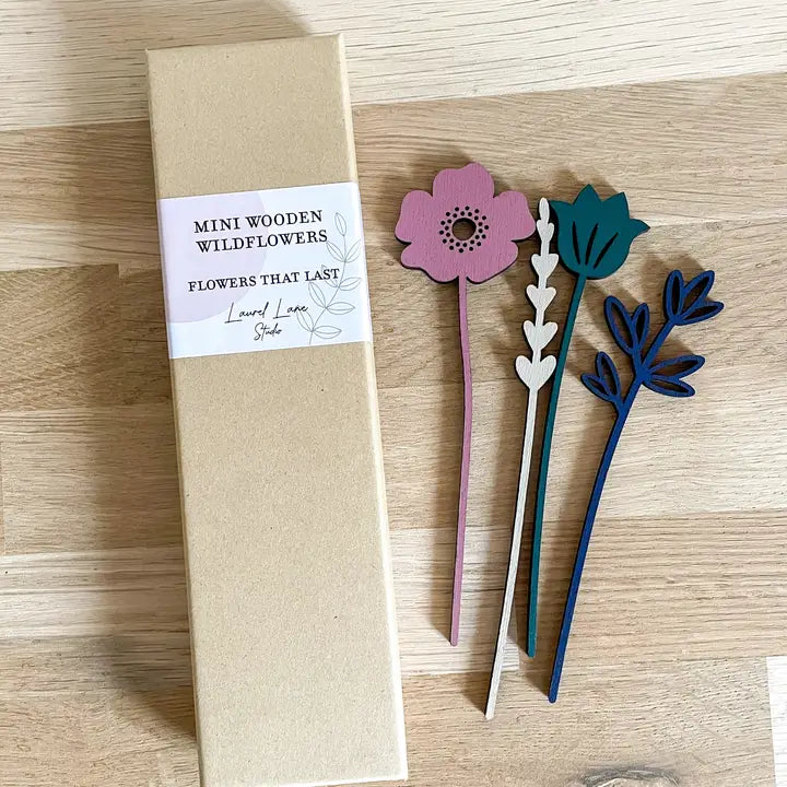 Mini Wooden Wildflowers Set - Pink