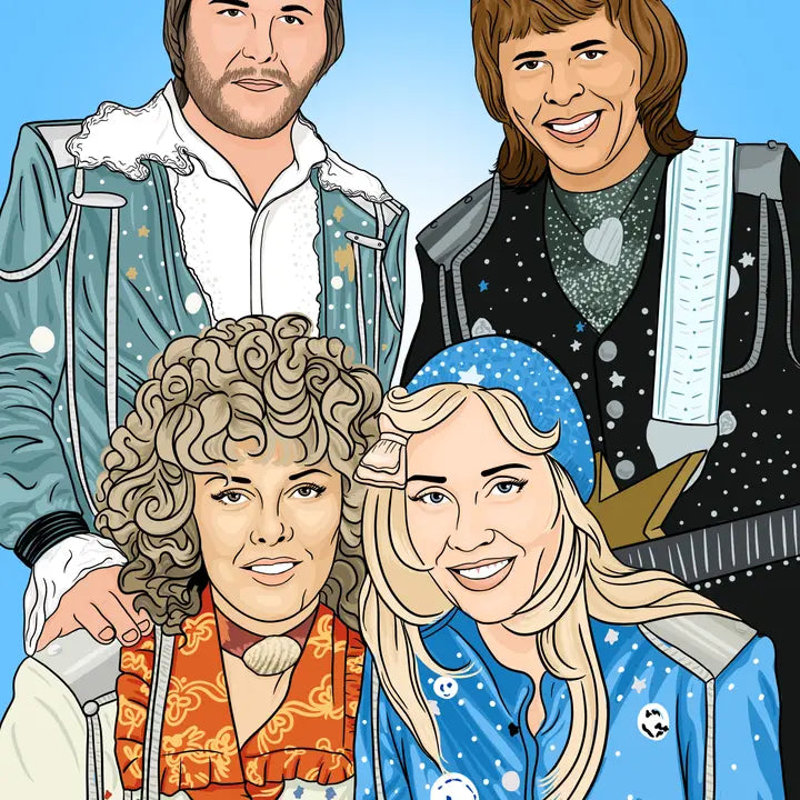 A4 Abba Illustrated Art Print - Pop Icon Art
