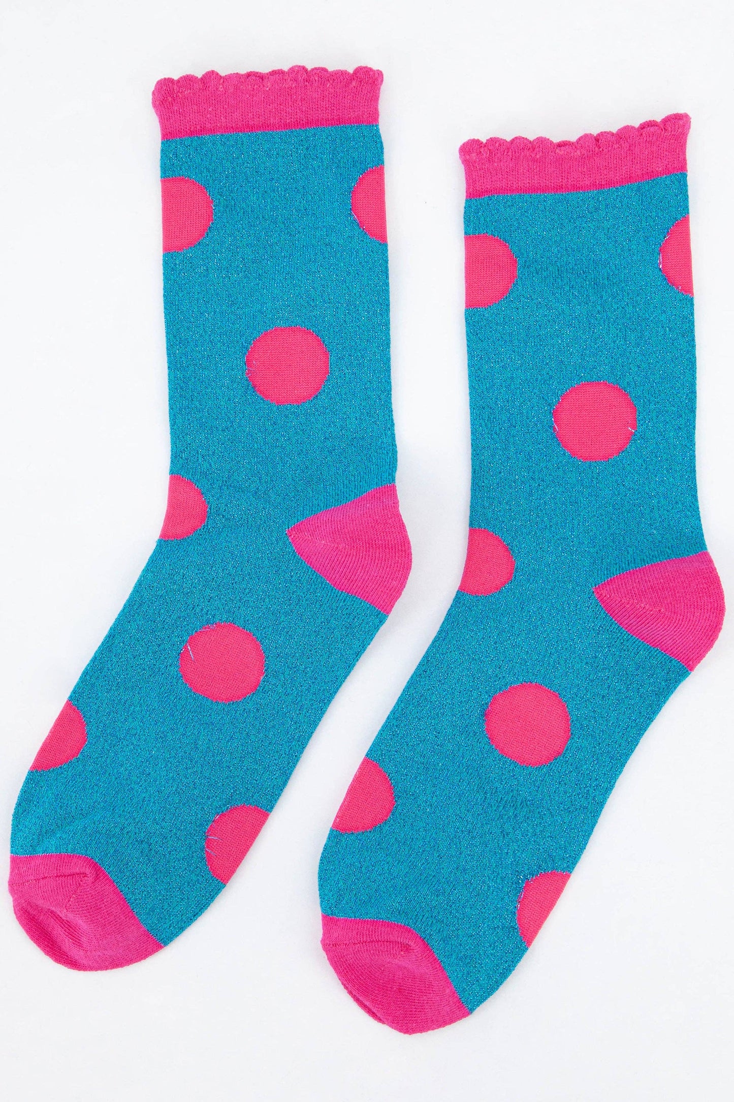 Women's Cotton Glitter Socks Large Polka Dot Spots