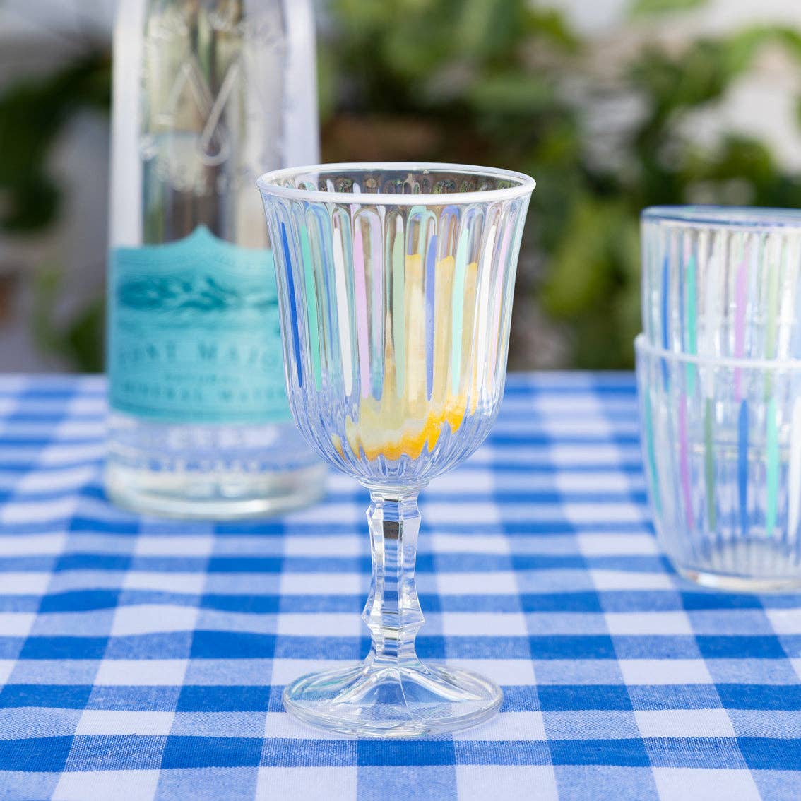 Blue & White Striped Glass Tumblers