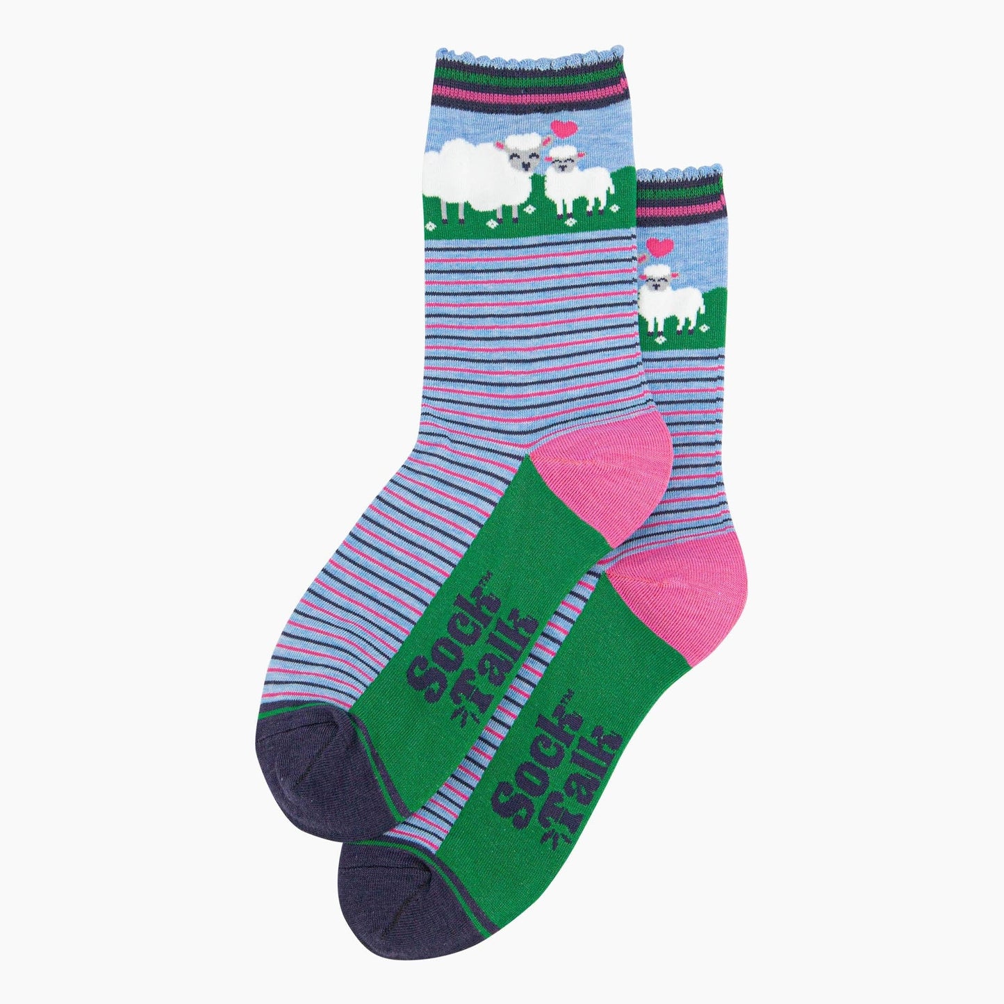 Women's Bamboo Socks - Blue Sheep and Lamb