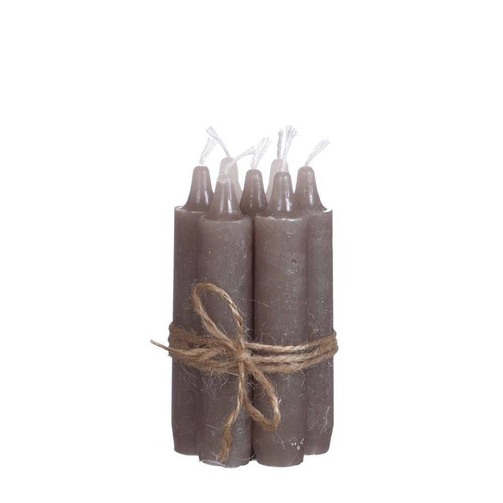 Taupe Taper candle 11 cm Set 7