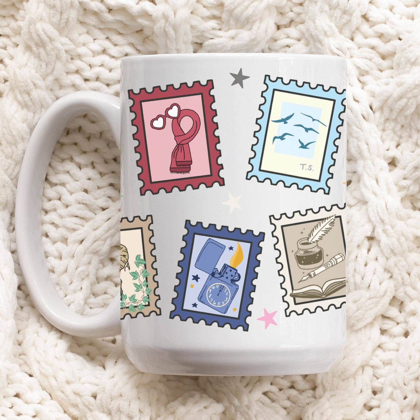 Taylor Swift Inspired Eras Stamps Ceramic Mug, 15oz