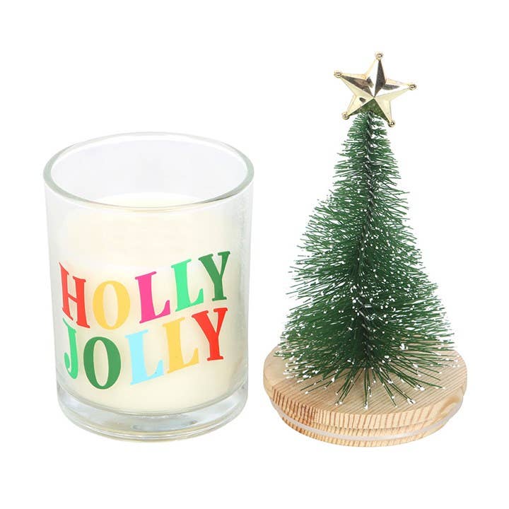 Holly Jolly Pine & Fir Christmas Candle with Tree