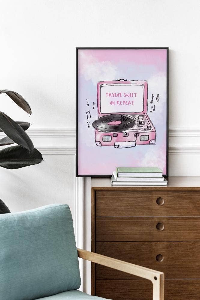"Taylor Swift On Repeat" Record Player Art Print