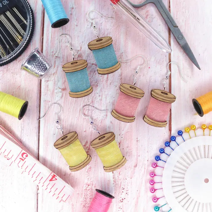 Sewing Thread Earrings - Pink