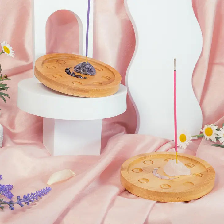 Incense Stick Holder Moon Phase Crystal Incense Tray - Amethyst