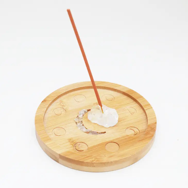 Incense Stick Holder Moon Phase Crystal Incense Tray - Amethyst
