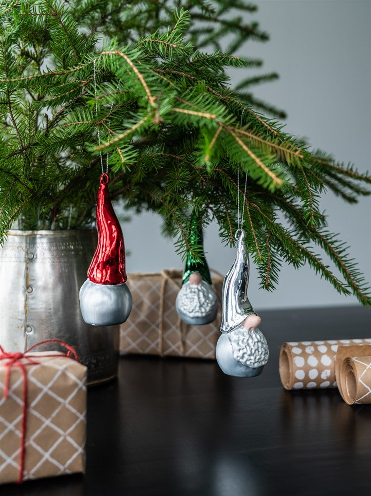Glass Santa High Hat - Glass Decoration in Green