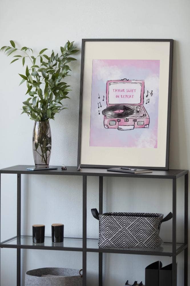 "Taylor Swift On Repeat" Record Player Art Print