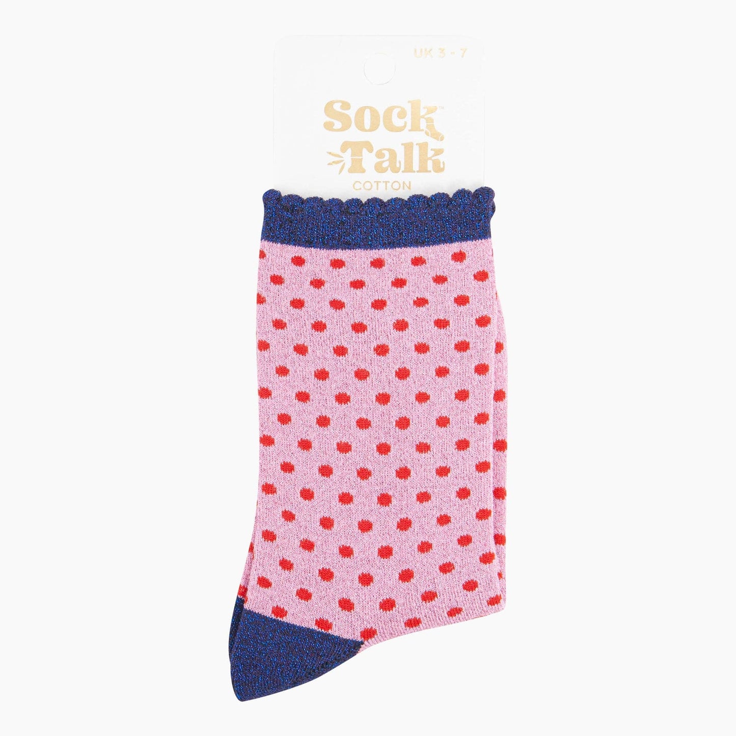 Women's Glitter Socks - Pink/Red Polka Dots