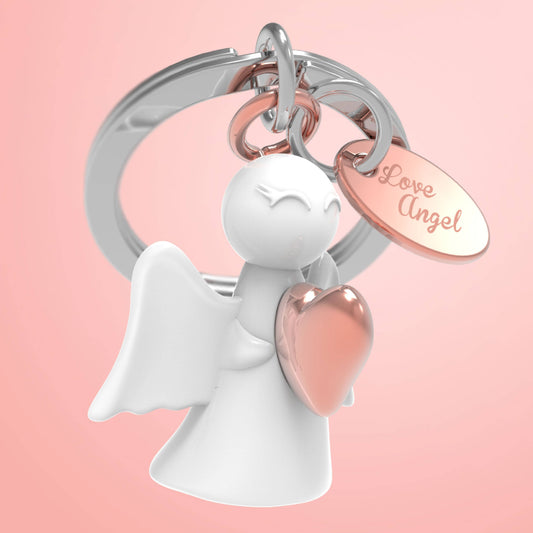 Metalmorphose White & Rose Gold Angel Keyring - Love