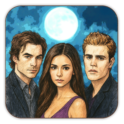 Art Wow Cork Coaster 'Moonlit Vampires' by Ms Doodle