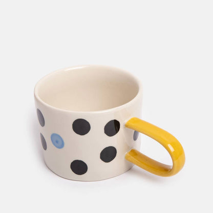 Caroline Gardner Blue Accent Mono Dotty Ceramic Mug