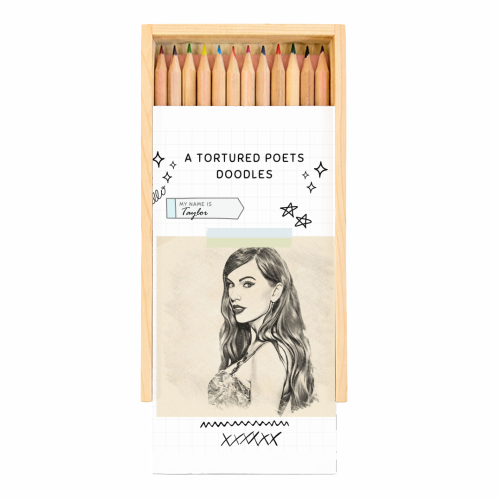 Coloured Pencils with Box 'A Tortured Poet's Doodles'