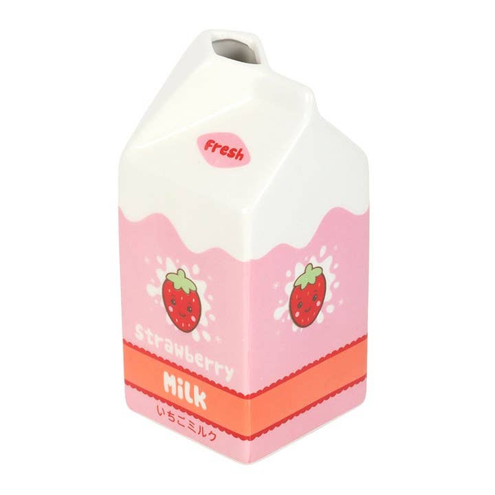 Strawberry Milk Carton Flower Vase