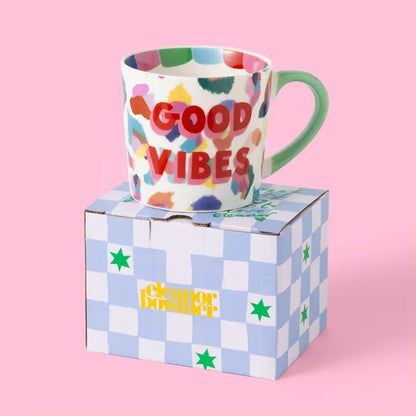 Eleanor Bowmer Good Vibes Painted Leopard Mug