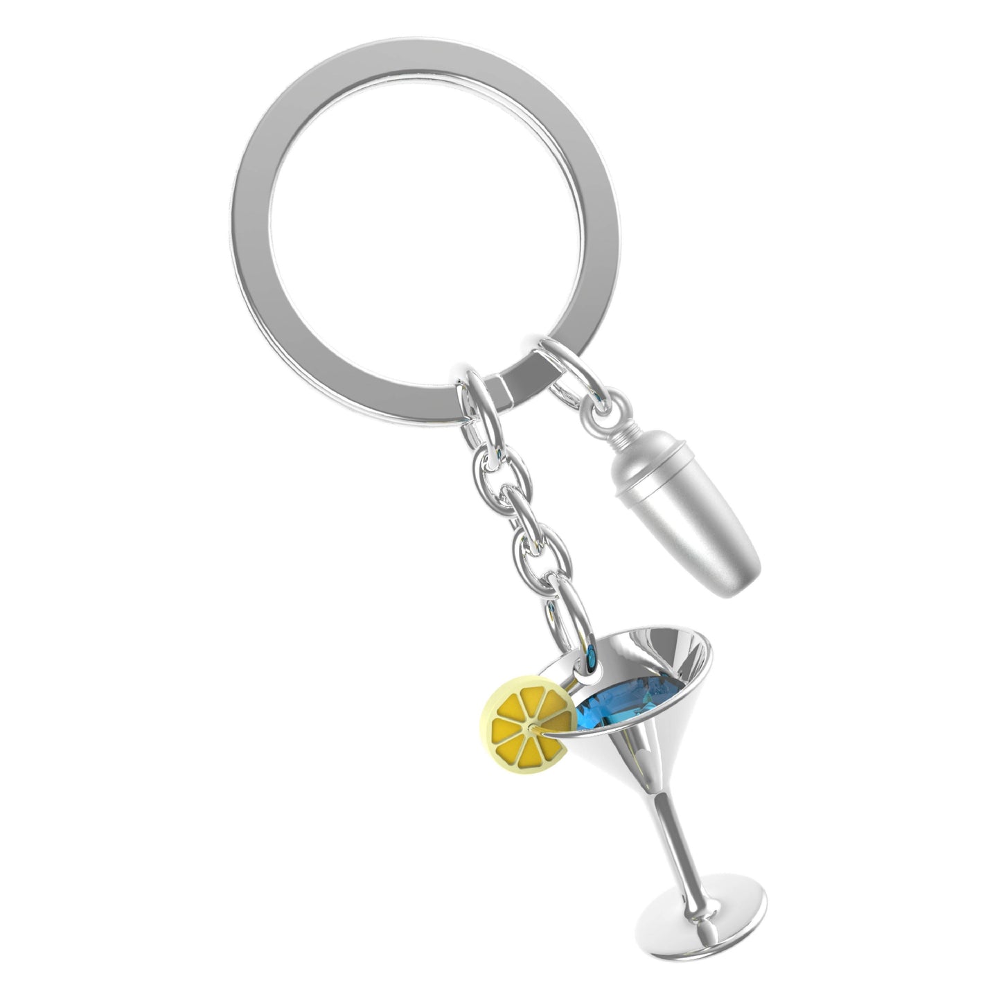 Metalmorphose Silver Cocktail Glass & Shaker Keyring