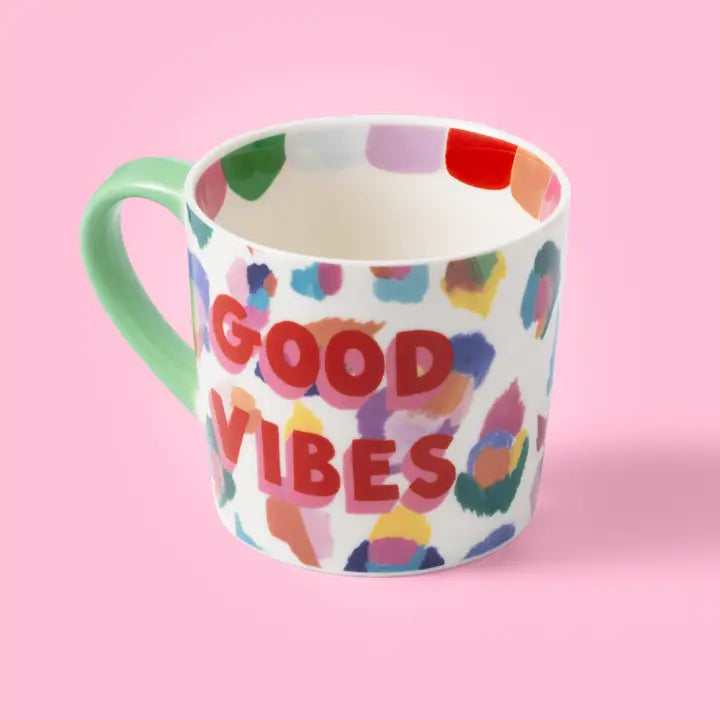 Eleanor Bowmer Good Vibes Painted Leopard Mug