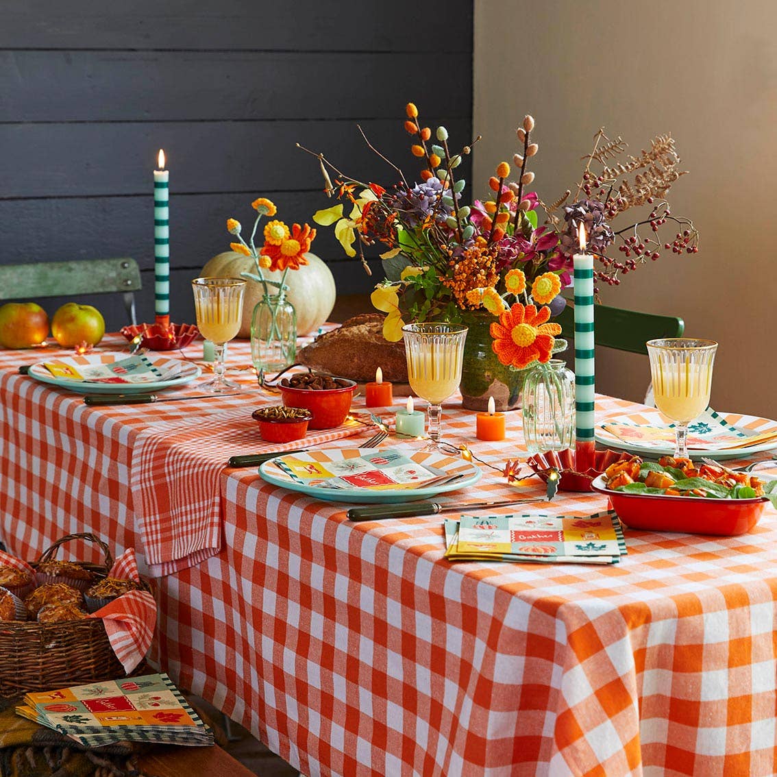 Green Stripe Straight Dinner Candle|