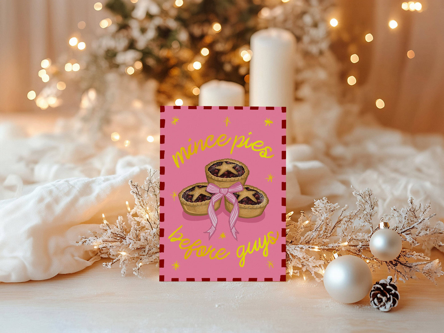 Mince Pies Before Guys Gold Foil Christmas Card
