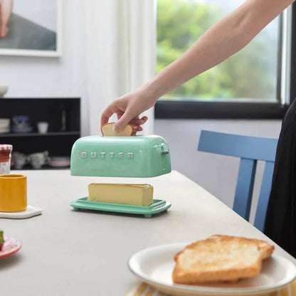 Balvi Butter Dish | Toasty Ceramic Butter Dish Turquoise
