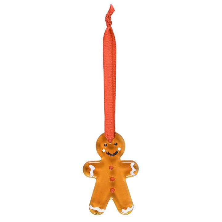 Glass Gingerbread Man Hanging Christmas Ornament
