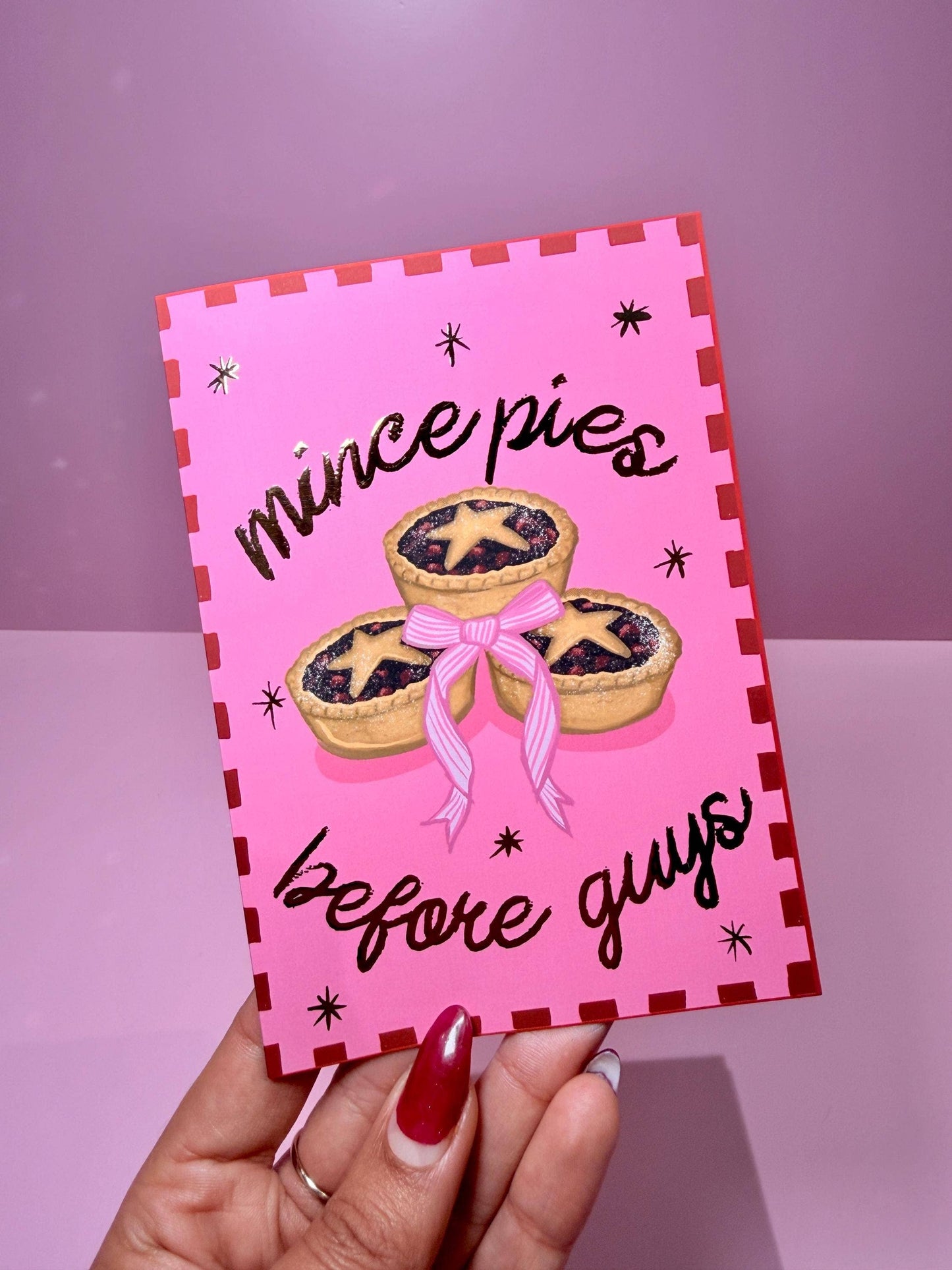 Mince Pies Before Guys Gold Foil Christmas Card