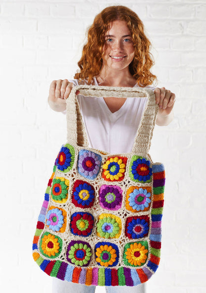 Crochet Rainbow Bag - Cream