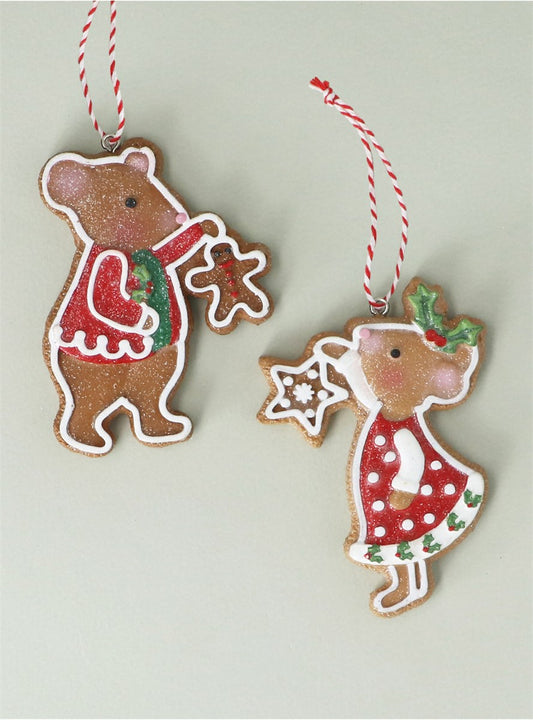 Set of 2 Hanging Decorations - Holly & Alfie Dressed Mice
